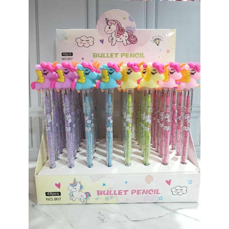 (48pc/56pc) pensil lantu susun/pensil susun karakter/pensil cabut/LANTU 1BOX BESAR-UNICORN