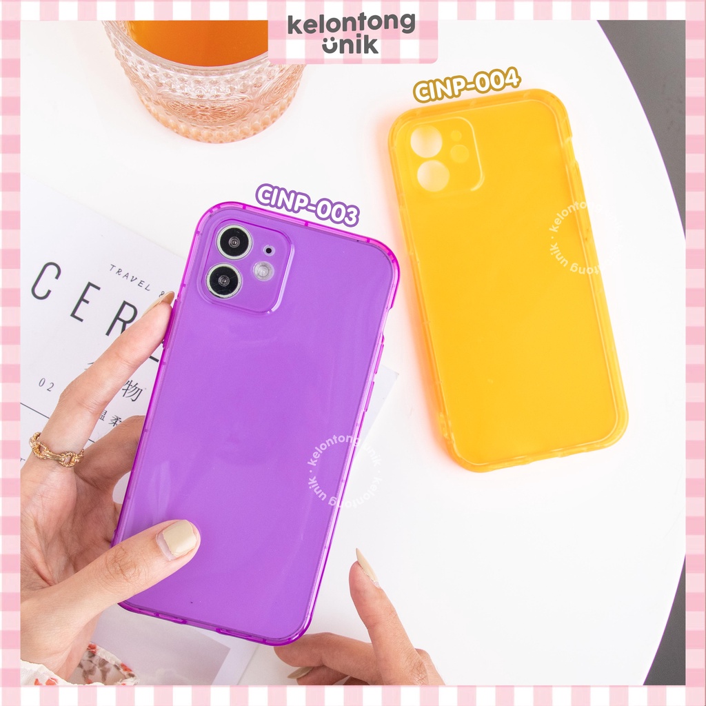 (Seri 2) For iPhone - Neon Shock Proof Case - Full Cover Soft Case + Camera Protection Lens Cover