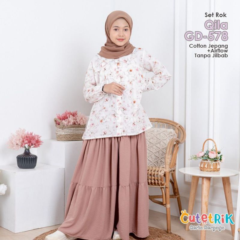 Cutetrik Setelan Rok Anak Perempuan Terbaru Set Baju Muslim Anak Remaja