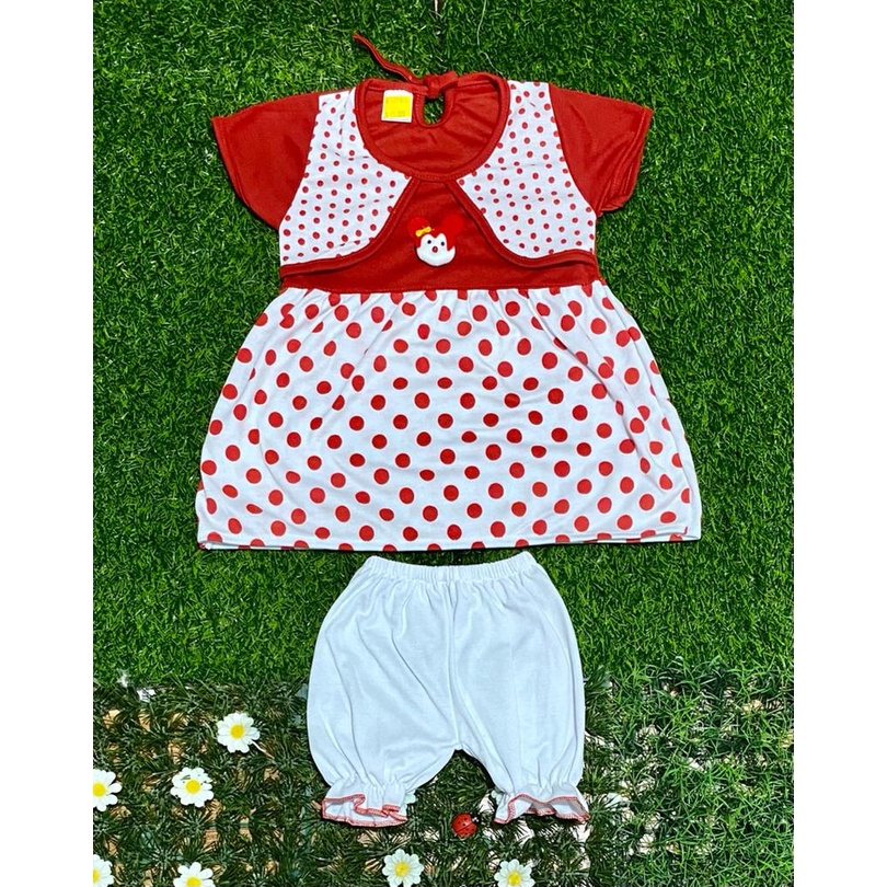 baju anak perempuan dress motif full kadot lucu setelan 3-18bulan