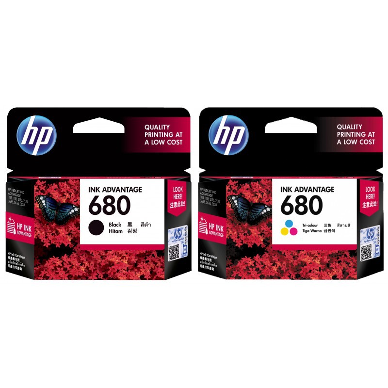 Tinta Original Catridge Cartridge Catrid HP 680 HP680 Warna Color Hitam Black F6V27AA 1115 2135 3635