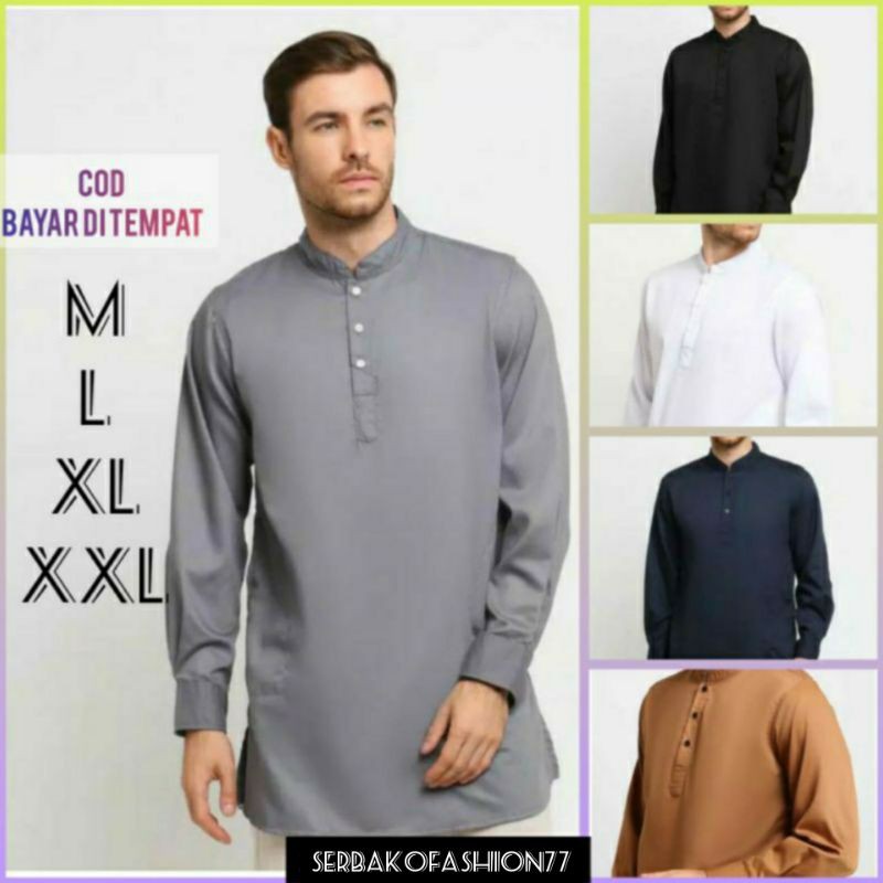 Baju Koko Kurta Dewasa Lengan Panjang Catton Adem Serap Keringat