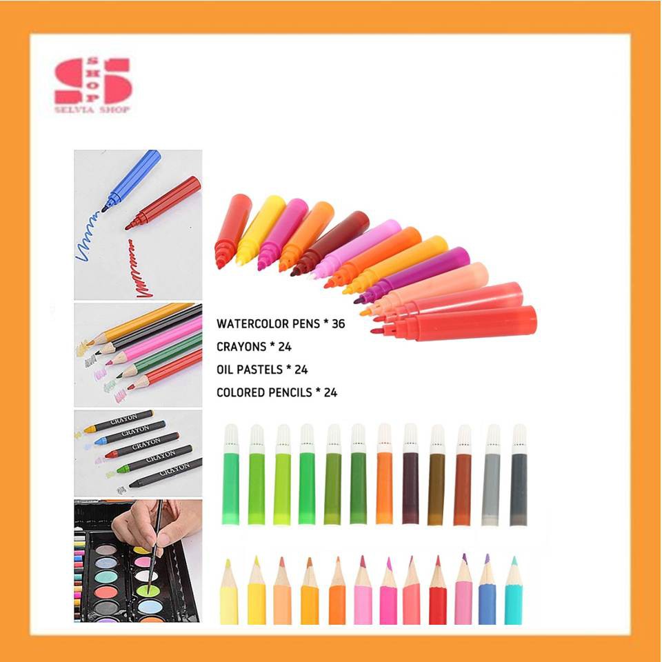 

Crayon Art Set 150 in 1 Pensil Warna Cat Air Minyak Spidol Alat Lukis Gambar Mewarnai Tulis