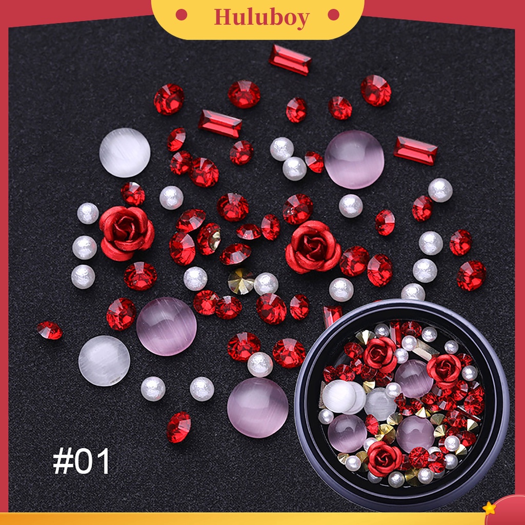 Huluboy Huluboy♡ Patch Sequin Glitter Berlian Imitasi Hollow Campur Untuk Dekorasi Manicurenail Art DIY