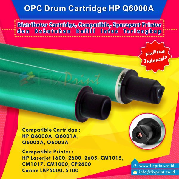 OPC Drum Toner Cartridge HP Q6000 Q6001 Q6002 Q6003 124A, Printer HP LaserJet 1600 2600 2605  Murah