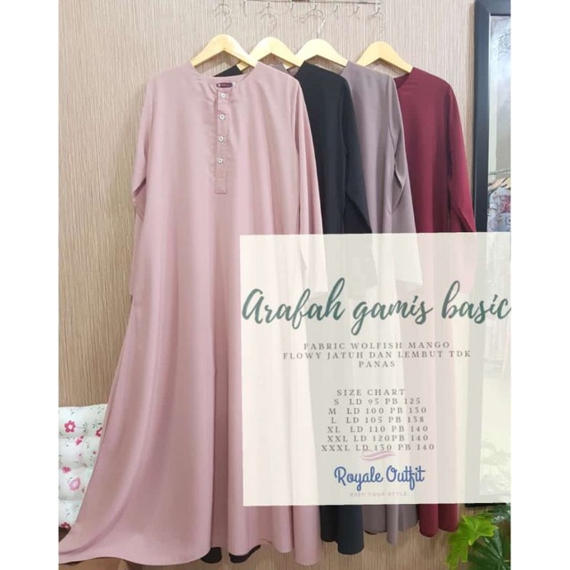 Arafah gamis abaya polos kancing depan size S-XXXL