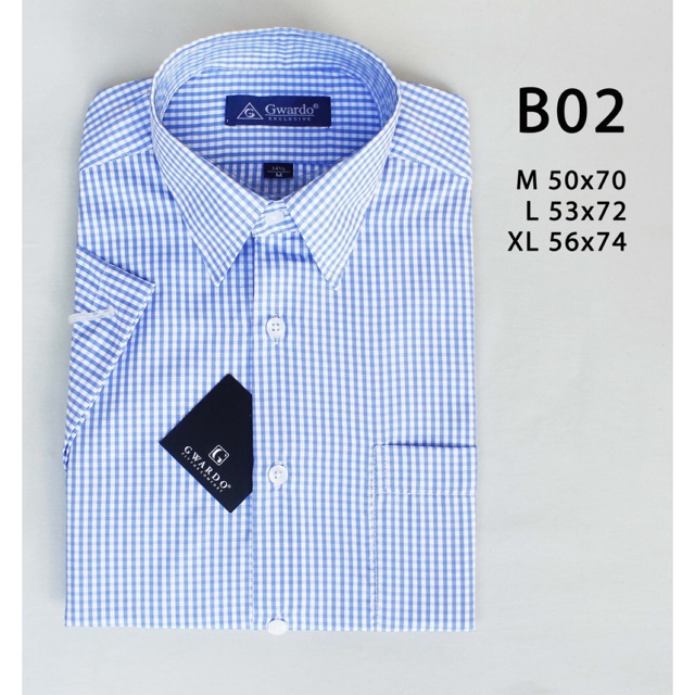 GWARDO Kemeja Kotak Biru Muda REGULAR Lengan Pendek Dan Panjang B02