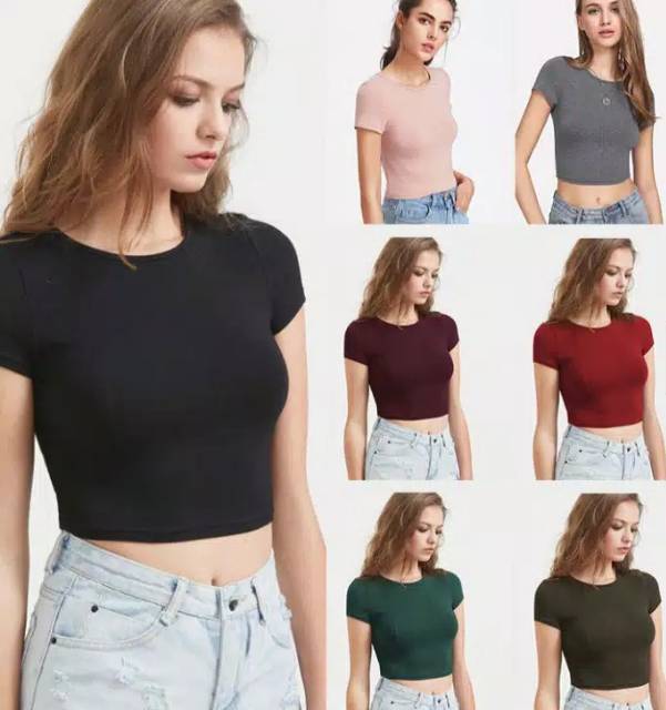 BASIC CROP TEE / BAJU CROP TOP /KAOS POLOS