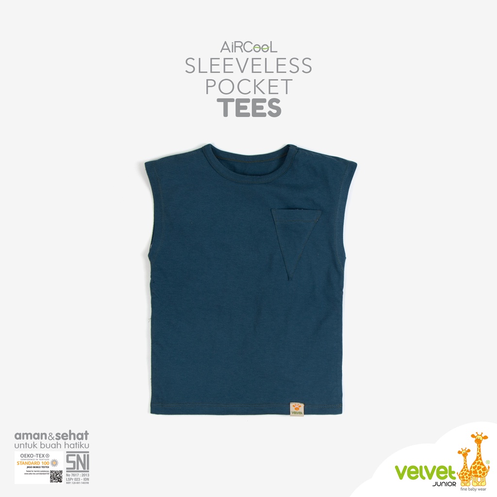 Velvet Junior Kaos Anak Laki-Laki - Sleeveless Pocket Tees - Storm Blue / Navy