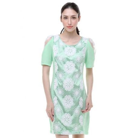 VOERIN Jilly Dress Hijau Mint/Dress Natal/Dress Imlek/Dress Pesta