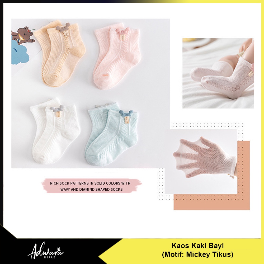 Kaos Kaki Bayi Pendek Katun Lembut Motif Tikus Lucu / Kaos Kaki Import Balita Anti Slip