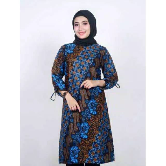 Batik tunik seno biru