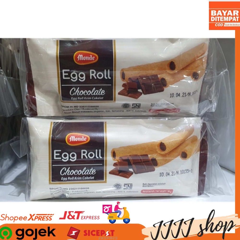 

Monde Egg Roll Chocolate Snack Cemilan Rasa Coklat Isi 10 Berat 330gr