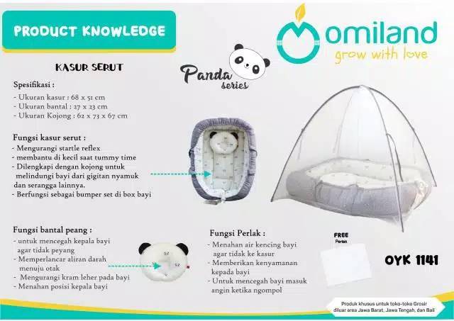 [2 kg] Omiland Kasur Bayi Serut + Kelambu Kojong (Bisa Dilepas) Panda Series - OYK 1141-3