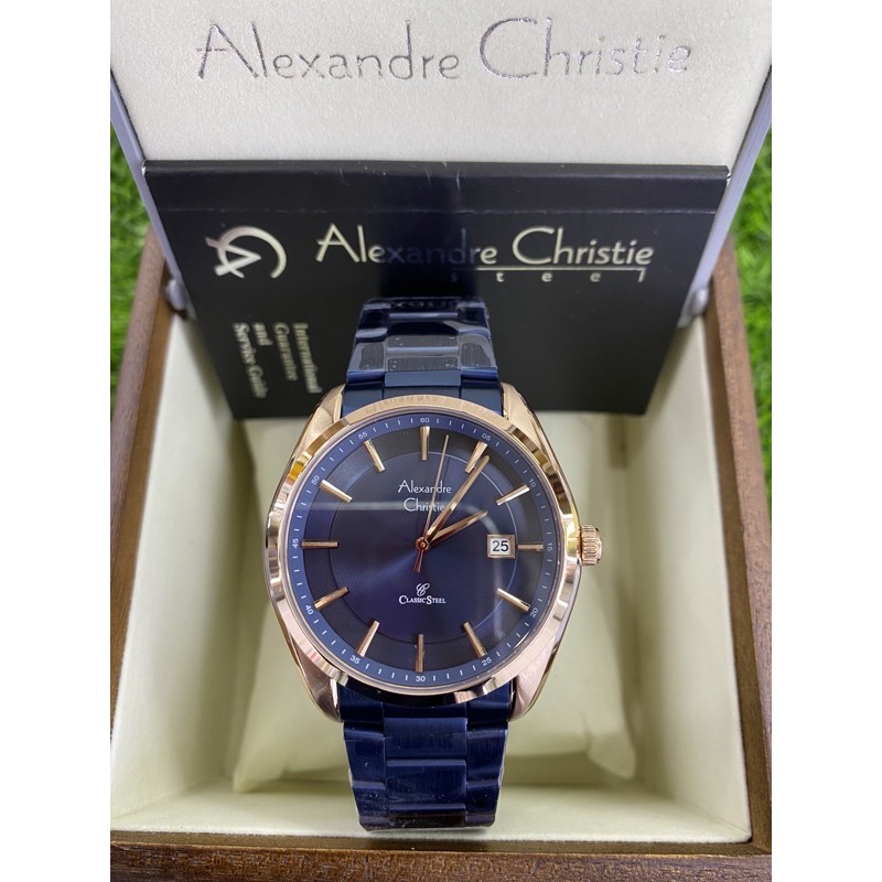 alexandre christie 8648md biru rosegold pria