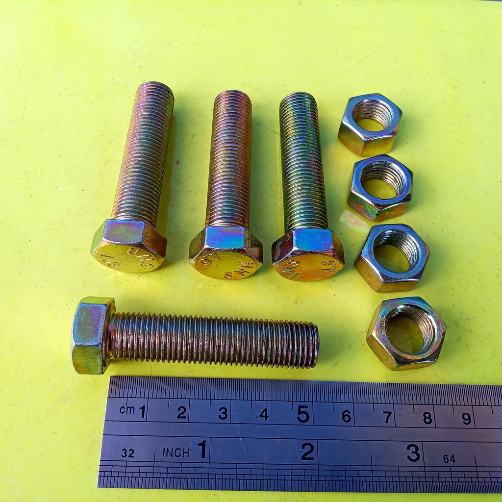 BAUT MUR KUNING M12 X 50 / BMK M12 X 50 / BAUT M12X50 KUNING / BAUT M12 / BAUT 17 KUNCI 17 / PANJANG