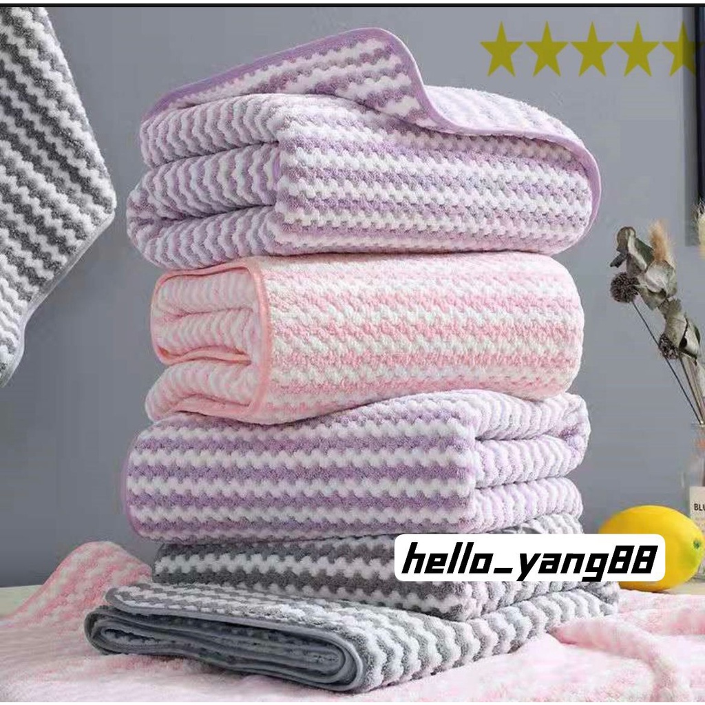 Handuk Mandi Bulu Dewasa mikro fiber 3D  70x140cm &amp; 50x100 Motif Zigzag Gerigi Daya Serap Tinggi Import