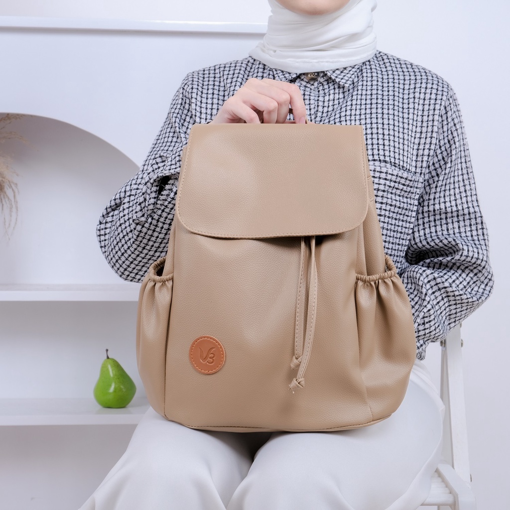 Tas Ransel Wanita - Tas Milea Wanita - Cream, Hitam, Abu, & Pink, Theree braveshop-4