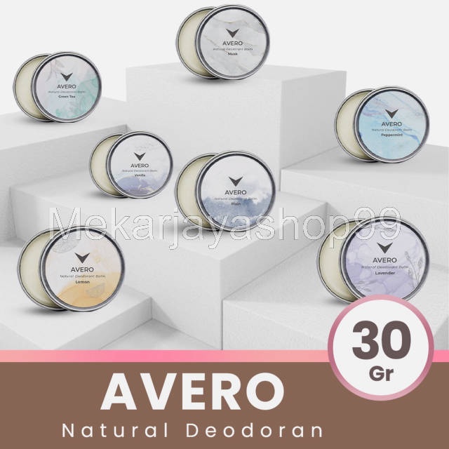 [ORIGINAL BONUS POUCH] Avero Solid Natural Deodoran Alami Balm Ketiak BPOM Tanpa Alkohol, &amp; Alumunium - 30g