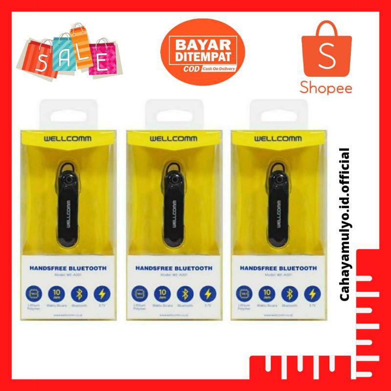 Headset / Earphone / Handsfree Bluetooth Wellcomm Original