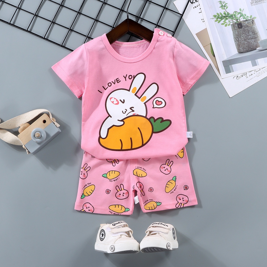 BABY STORE01 - BBA5 SETELAN ANAK 0- 3 TAHUN BAJU SETELAN ANAK PIYAMA TIDUR PENDEK JUMPER ANAK BAYI