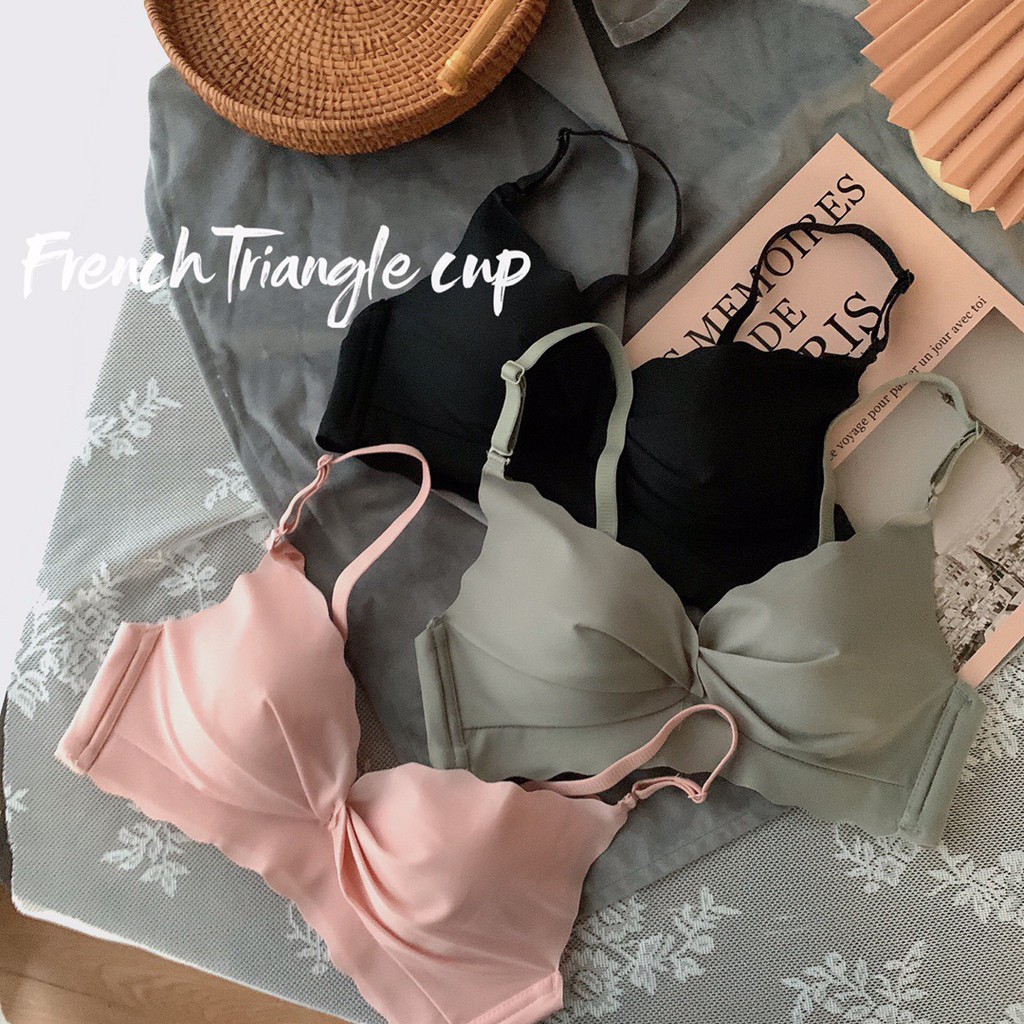 【 Bra Mall 】BM-095 New Bra Wanita Model Tanpa Kawat Bahan Halus French Triangle