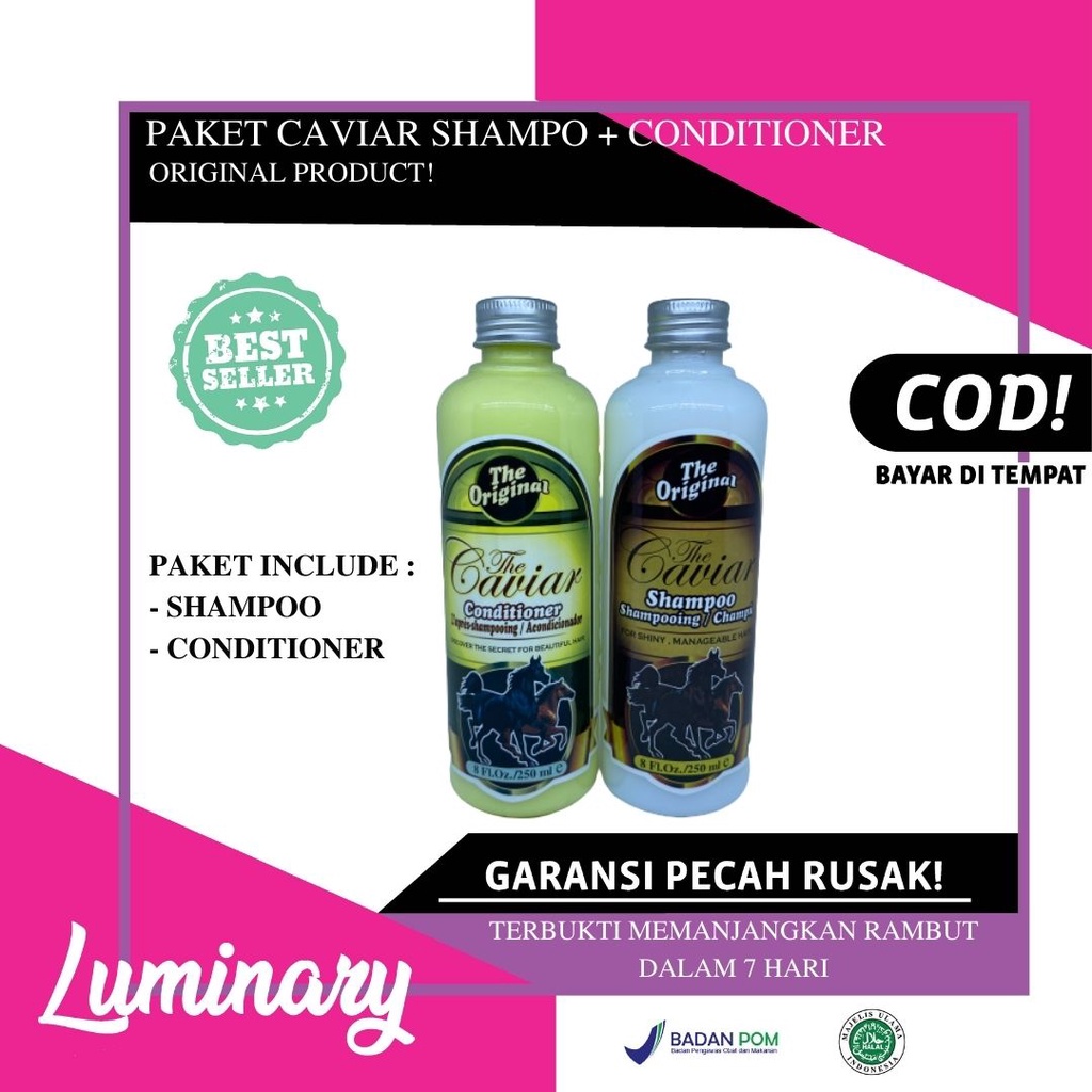 Paket The Caviar Penumbuh Rambut 2in1 Shampoo+Conditioner Rambut Shampo Kuda Konditioner Perawatan Rambut Original BPOM