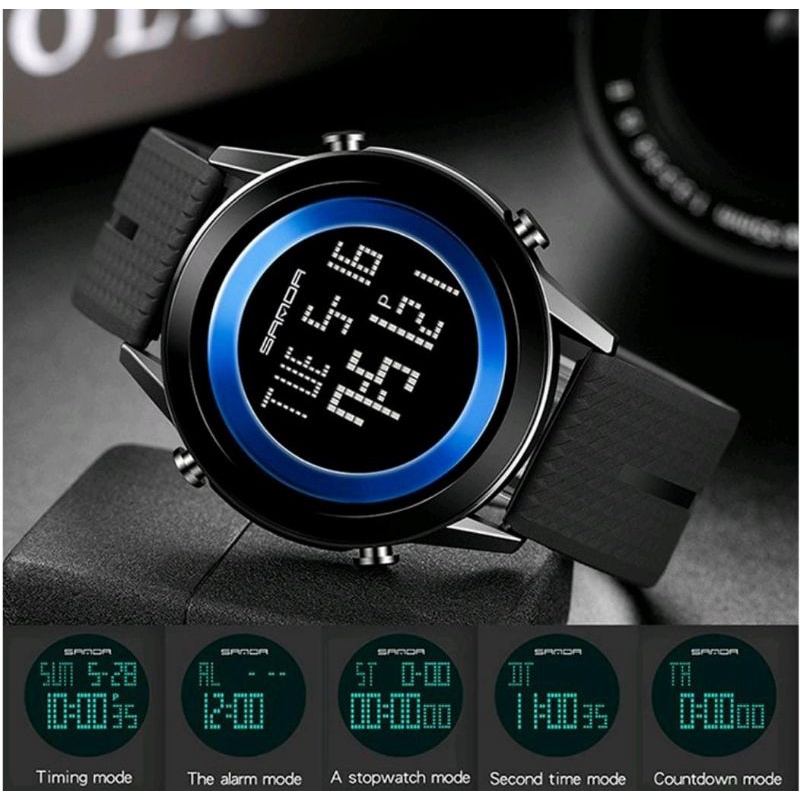 Jam Tangan SA6026 Jam Tangan Pria Wanita Digital Sport EL Backlight Tali Rubber Anti air Bisa Menyelam