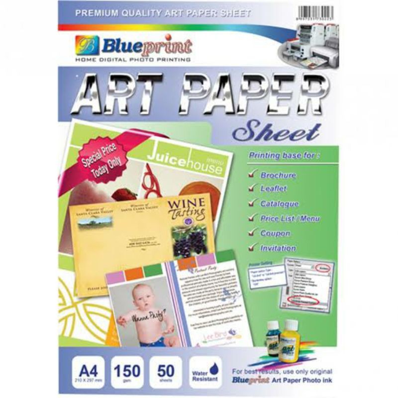 

10 LEMBAR BLUEPRINT AP-A4150 ART PAPER KERTAS BROSUR A4 150GSM