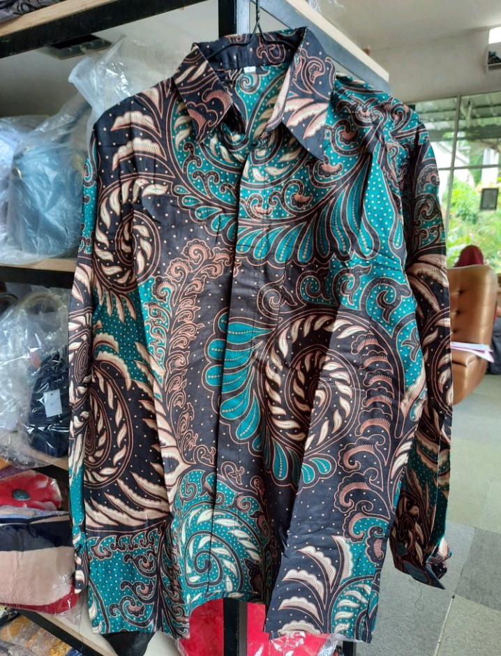 Kemeja Batik Pria Lengan Panjang Size M L Xl Xxl Bswart Batik Hrb026 Kenango Panjang Padi