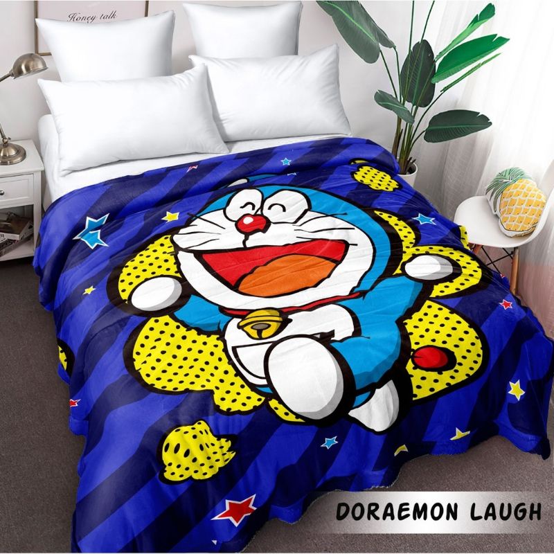 Selimut internal doraemon. Selimut bulu halus karakter doraemon. Selimut anak karakter doraemon
