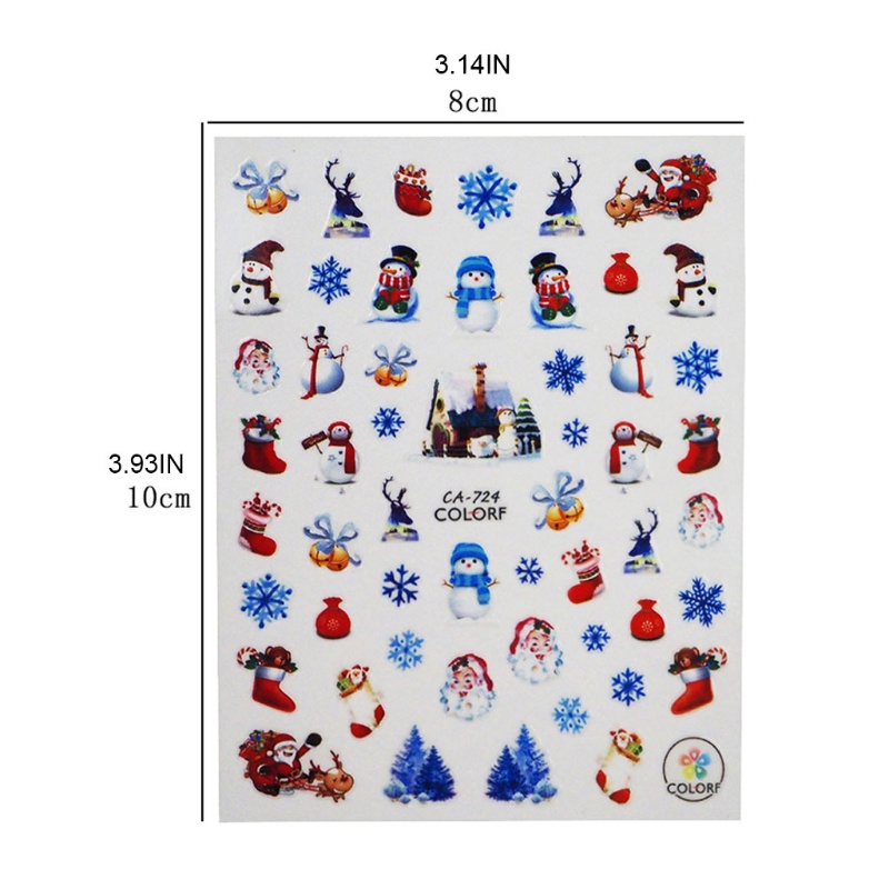 Stiker Kuku 3D Desain Santa Claus Pohon Natal Untuk Dekorasi Manicure