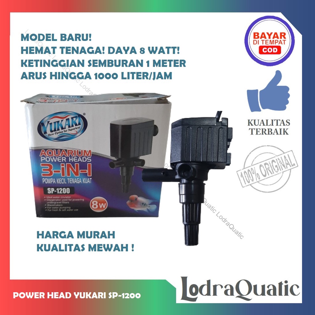 PROMO MURAH POMPA AIR AQUARIUM YUKARI 1200 NAIK 1 METER FILTER AQUARIUM KECIL POMPA AIR HIDROPONIK A