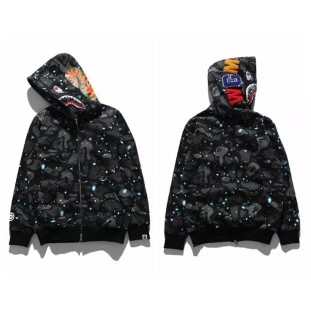 Hoodie Bape shark zipper black