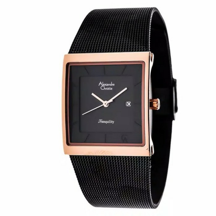 jam Tangan wanita Alexander christie AC 8333 balck rosegold original