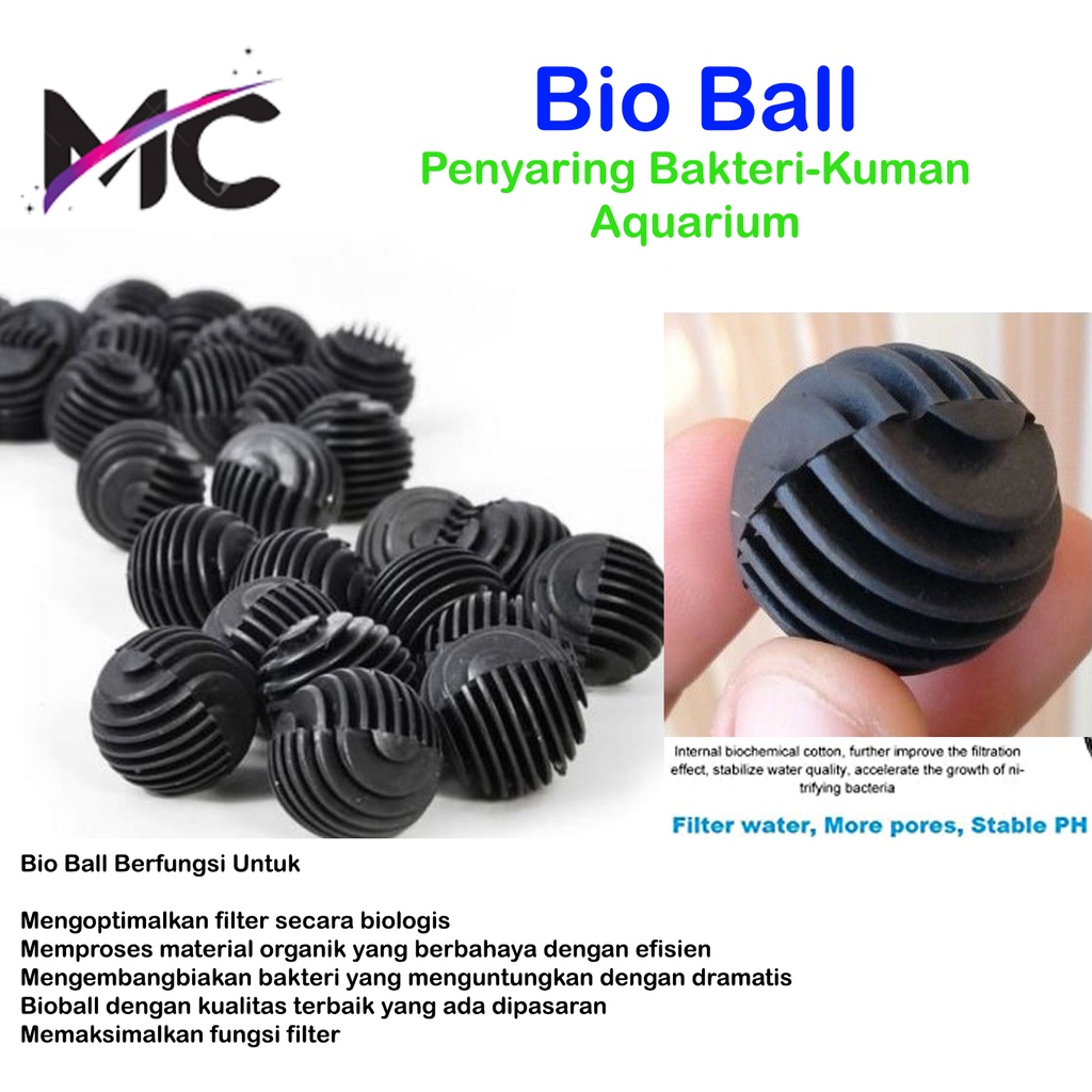 Bio Ball Filter Aquarium Media Kolam Bioball Bulat Golf Penyaring Pembersih Air Dari Kuman Bakteri Kotoran Aksesoris Perlengkapan Akuarium