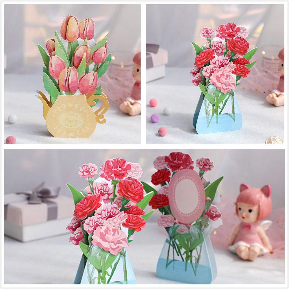 Kartu Ucapan Handmade Desain Bunga Tulip 3D Untuk Hari Ibu