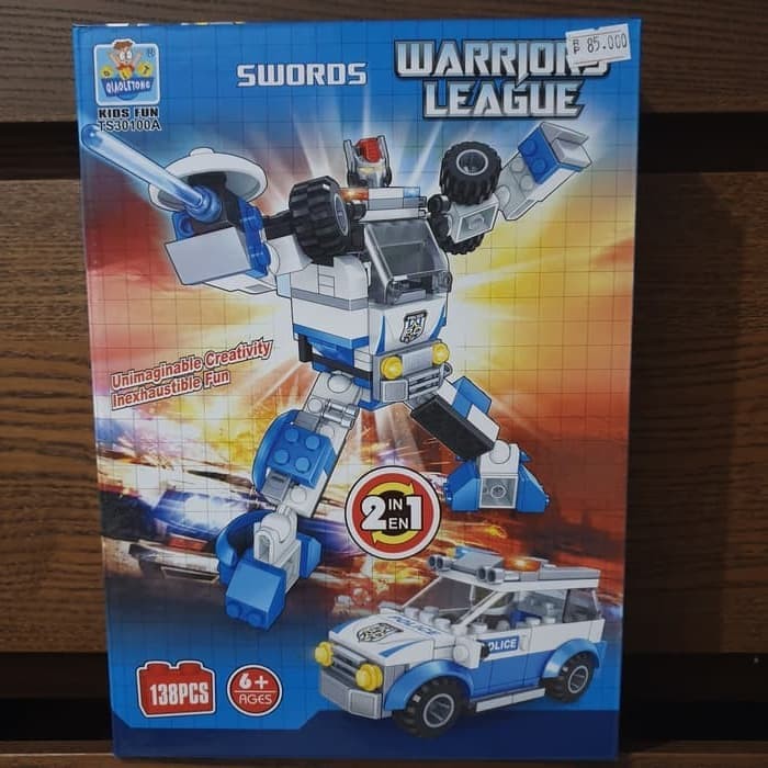 well-76 mainan lego robot transformers 2in1 police car fire truck