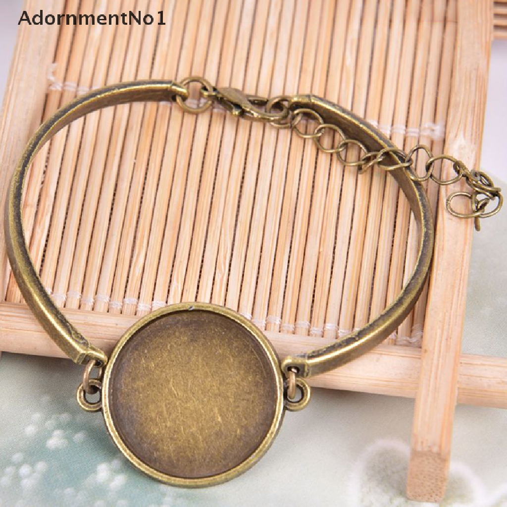 (AdornmentNo1) 4pcs / Set Base / Nampan Kosong Bentuk Bulat Gaya Retro Untuk Membuat Gelang / Perhiasan DIY