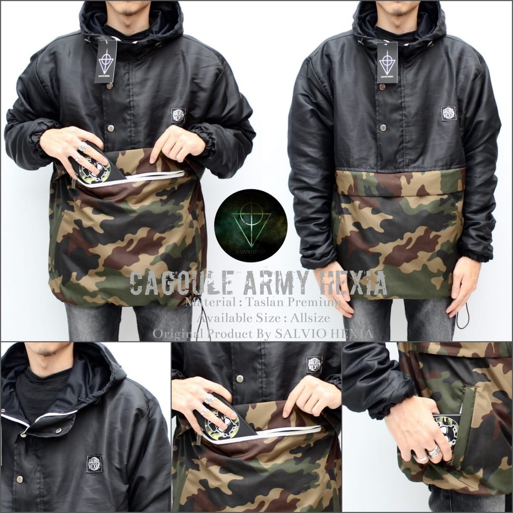 Jaket Parka Tracker Waterproof - Jaket Cagoule Camo Army Salvio Hexia