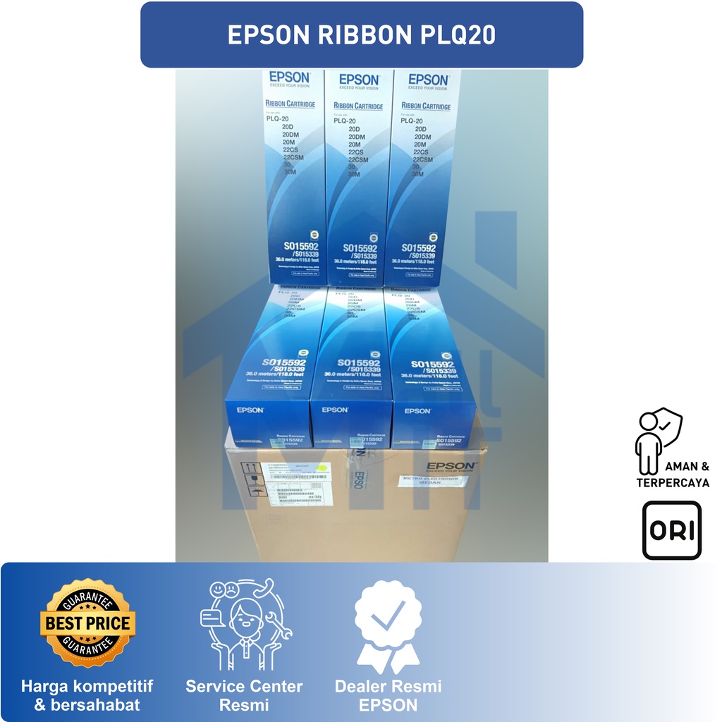 (BISA COD) RIBBON CATRIDGE EPSON ASLI ORIGINAL PLQ20 PLQ-20 PLQ30 PLQ-30 1BOX 3PCS