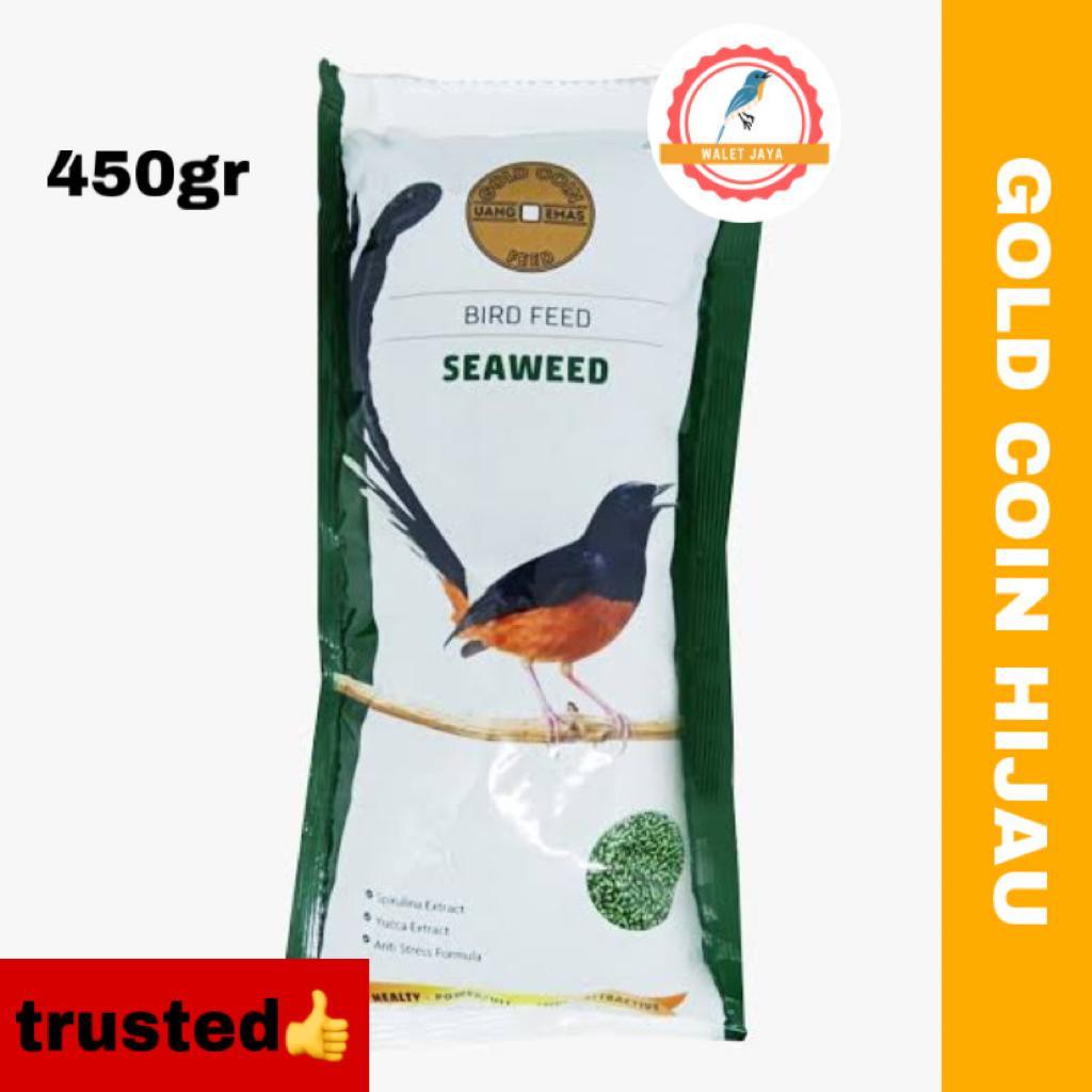 PAKAN BURUNG KICAU GOLD COIN SEAWEED 450GRAM GOLD COIN HIJAU/RUMPUT LAUT