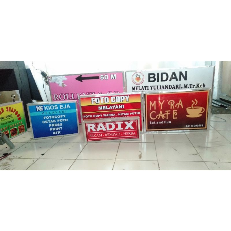 Neon box akrilik 2sisi uk. 70*60~80*60Bidan, dokter, dokter gigi, kios, cafe, barbershop, dll.