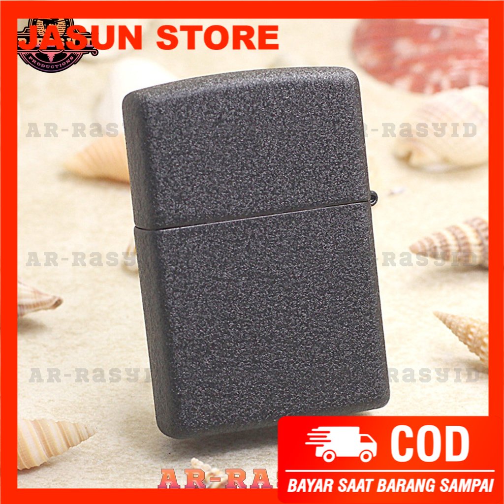 BISA COD! Korek Api Minyak Zippo Black Cracked Hitam Kasar Logo 211 ZL