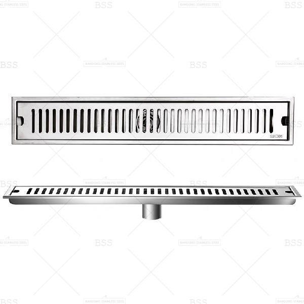 Floor Drain SUS 304 Saluran Air Kamar Mandi 40cm 60cm Elegant Anti Kecoa Tikus Stainless Steel