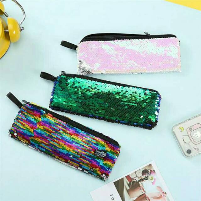 

kirim dari bandung flip sequin pencil case mermaid unicorn.tempat pinsil sequin, tempat kosmetik
