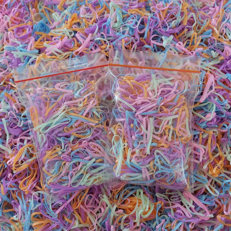 karet jepang ikat rambut ukuran M warna warni tebal kiloan/ 15 gr / gram aksesoris rambut ikatan ana