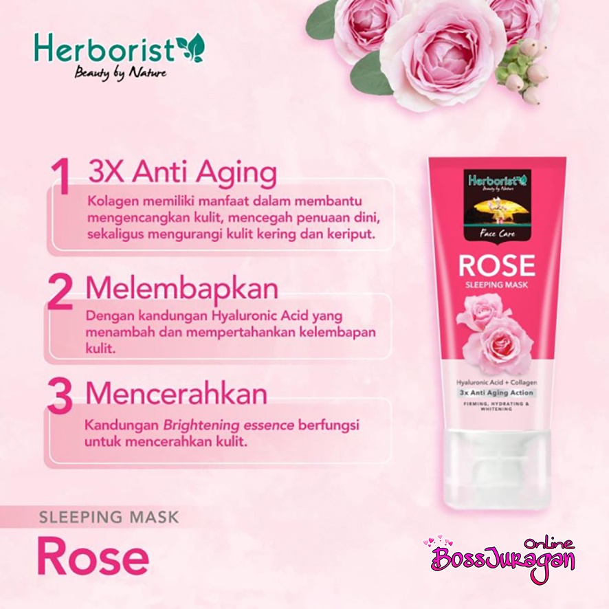 (BOSS) Herborist Rose Sleeping Mask 80gr | (Masker Wajah) Rose