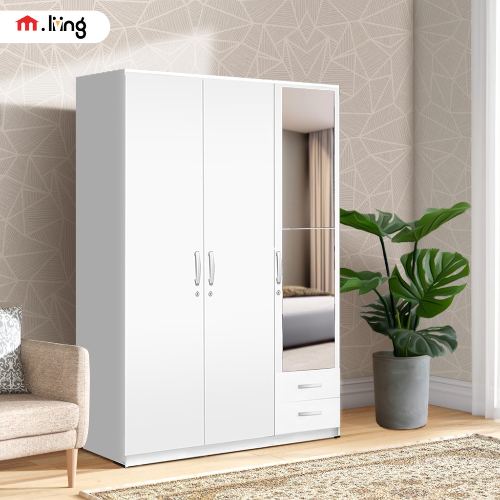 M.Livingstore - Lemari Pakaian 3 Pintu Putih WRT-ORC3M-WHT