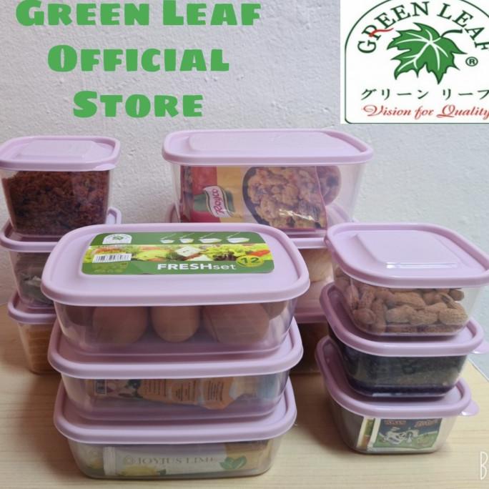 White Verse Food Container Cantik set isi 12pcs Frenzy Green leaf